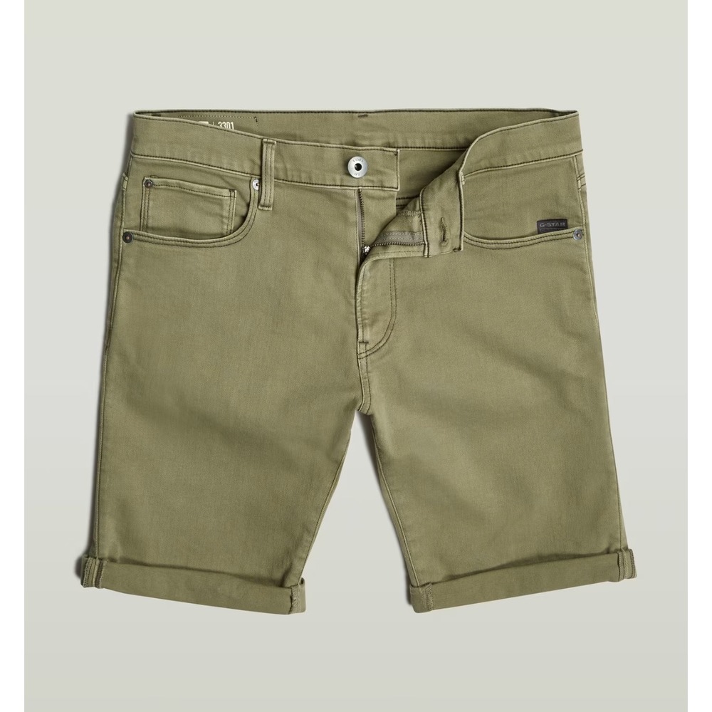 NWT G-Star RAW 3301 Slim Short Men Size 38 Shamrock Green Denim Utility Gorpcore